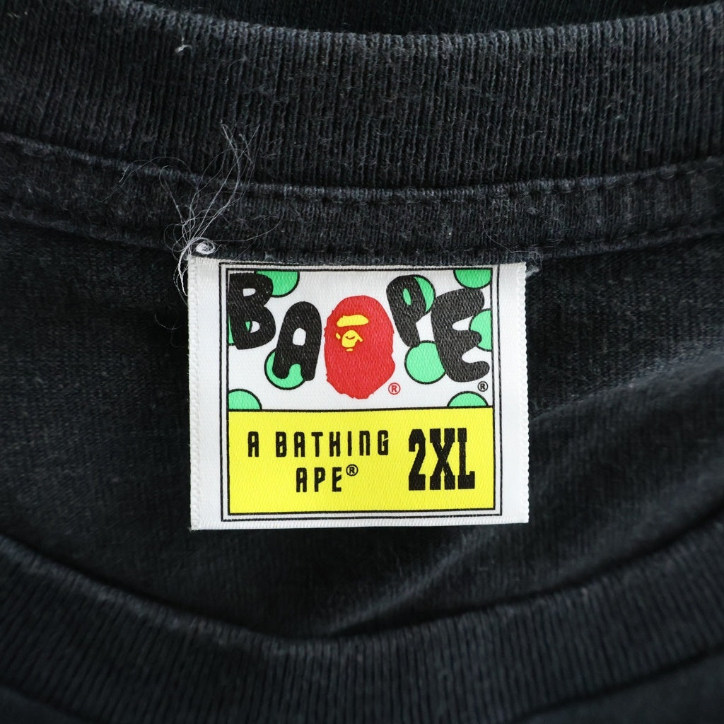 A BATHING APE(アベイシングエイプ) Layered Line Camo College Tee カモフラ カレッジロゴプリント 半袖Tシャツ カットソー ブラック 0ZXTEM110026L