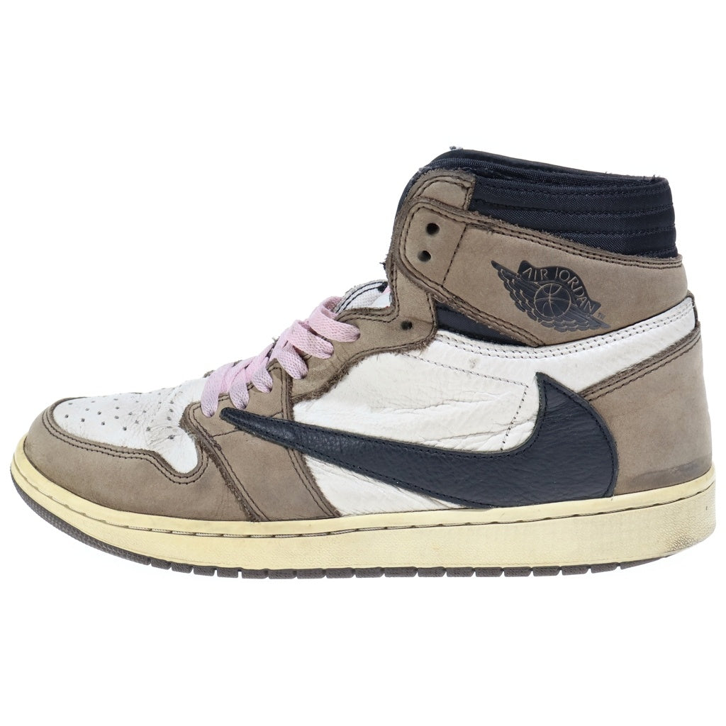 NIKE(ナイキ) ×Travis Scott AIR JORDAN 1 RETRO HIGH OG TS SP エアジョーダン1 レトロ ハイカットスニーカー ホワイト/ブラウン US12/30cm CD4487-100