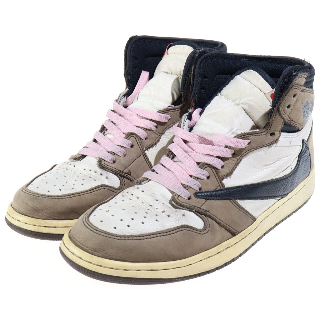NIKE(ナイキ) ×Travis Scott AIR JORDAN 1 RETRO HIGH OG TS SP エアジョーダン1 レトロ ハイカットスニーカー ホワイト/ブラウン US12/30cm CD4487-100