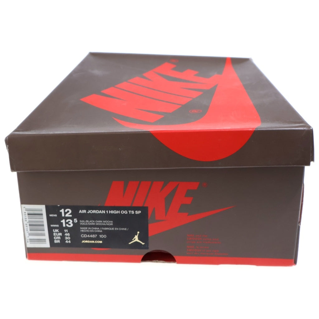 NIKE(ナイキ) ×Travis Scott AIR JORDAN 1 RETRO HIGH OG TS SP エアジョーダン1 レトロ ハイカットスニーカー ホワイト/ブラウン US12/30cm CD4487-100