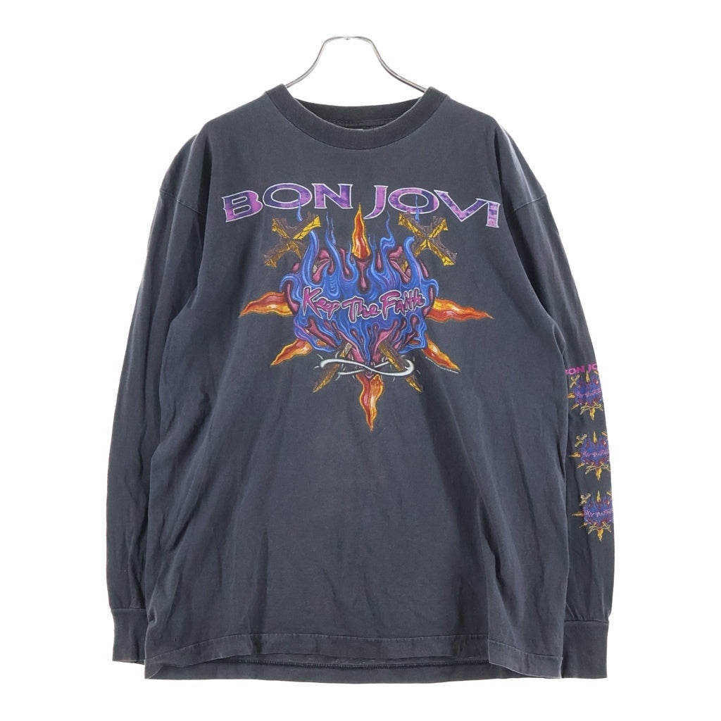 VINTAGE(ヴィンテージ) 90S VINTAGE BON JOVI KEEP THE FAITH ヴィンテージ ボン・ジョヴィ プリント 長袖Tシャツ カットソー ブラック