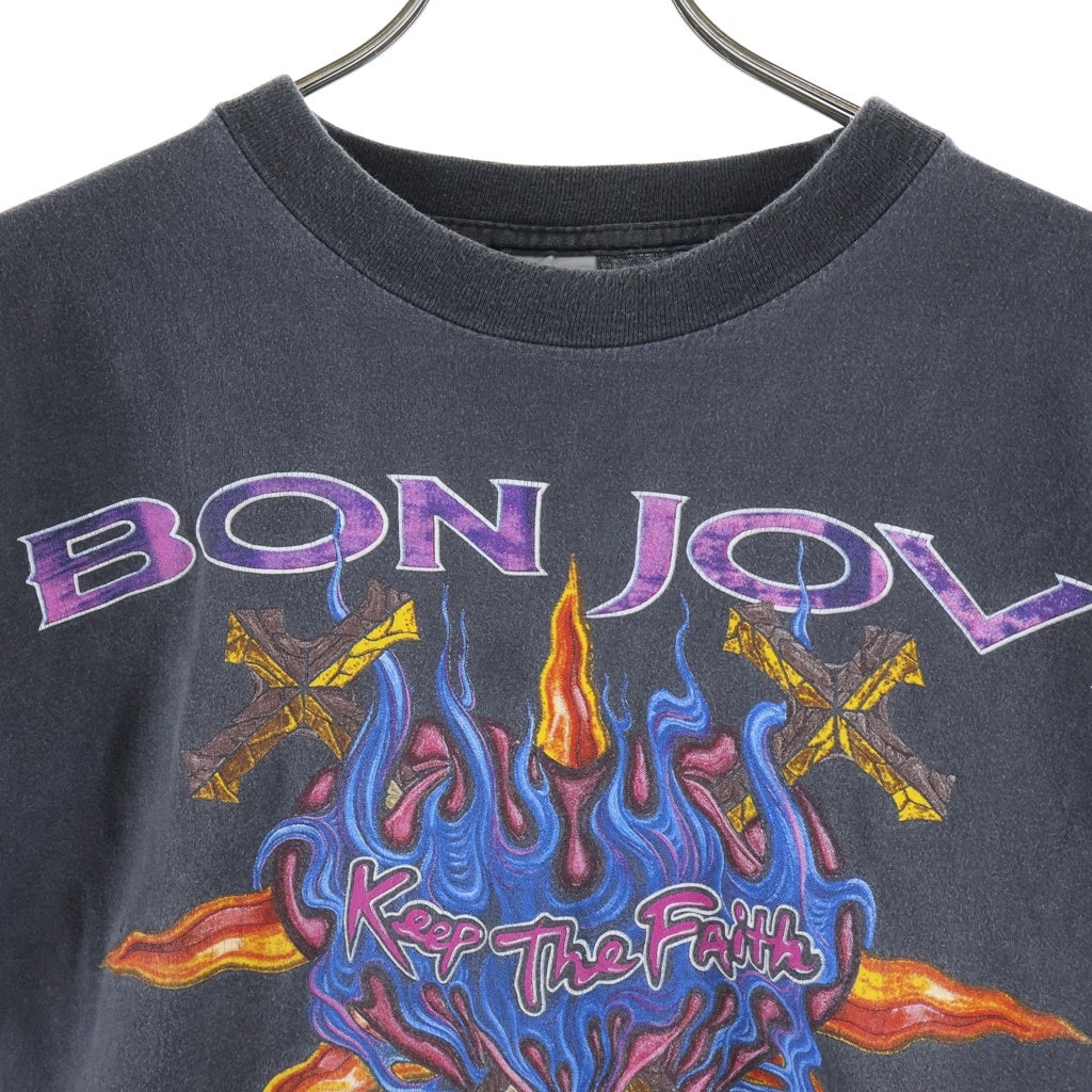 VINTAGE(ヴィンテージ) 90S VINTAGE BON JOVI KEEP THE FAITH ヴィンテージ ボン・ジョヴィ プリント 長袖Tシャツ カットソー ブラック