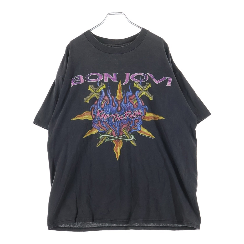 VINTAGE(ヴィンテージ) 90S VINTAGE BON JOVI KEEP THE FAITH ヴィンテージ ボン・ジョヴィ プリント 半袖Tシャツ カットソー ブラック