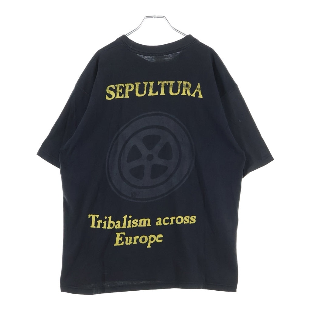 VINTAGE(ヴィンテージ) 90S VINTAGE SEPULTURA TRIBALISM ACROSS EUROPE ヴィンテージ セパルトゥラ プリント 半袖Tシャツ カットソー ブラック