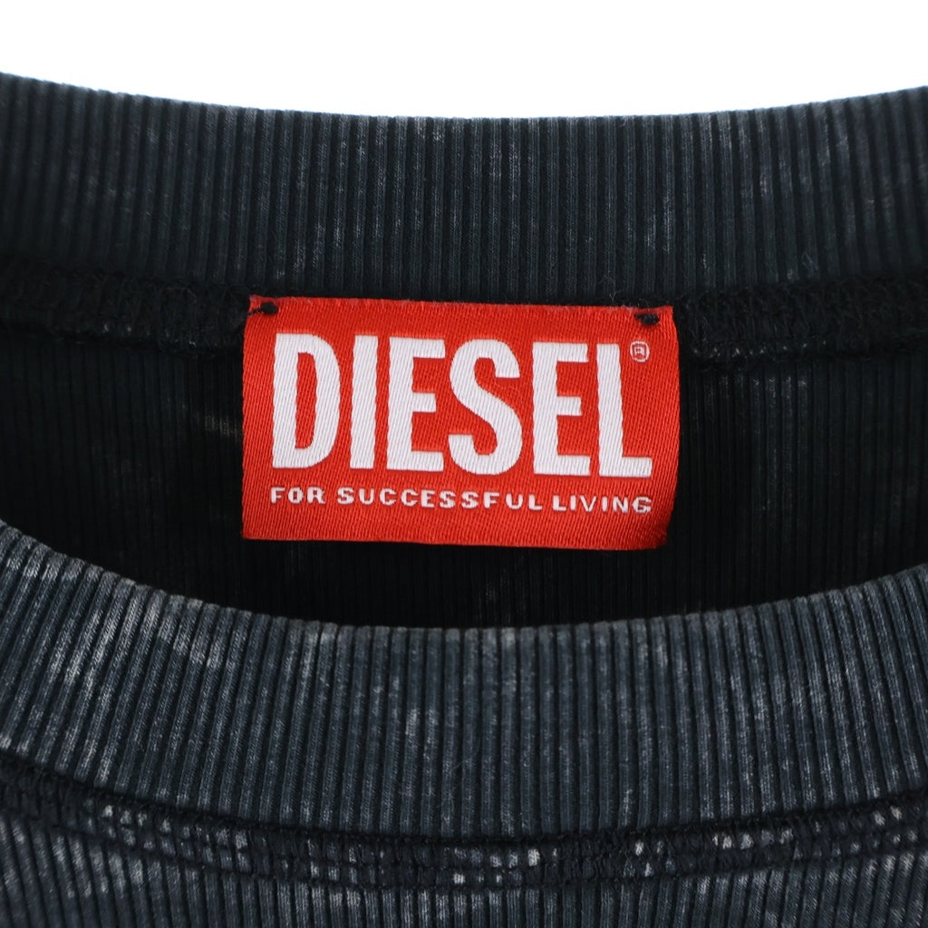 DIESEL(ディーゼル) T-AUSER ジップデニムデザイン ロングスリーブ長袖Tシャツカットソー ブラック A17634