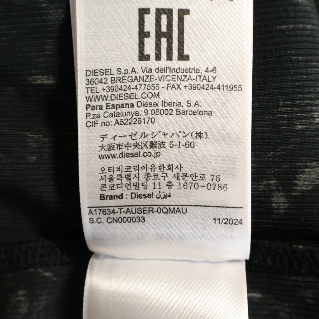 DIESEL(ディーゼル) T-AUSER ジップデニムデザイン ロングスリーブ長袖Tシャツカットソー ブラック A17634