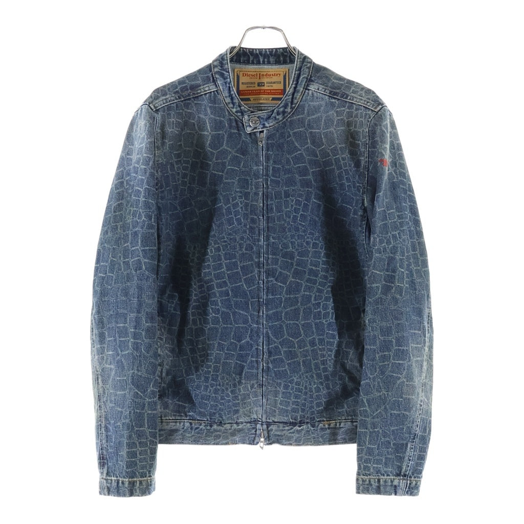 DIESEL(ディーゼル) CL-D-GLORY-SNAKE スネークプリント シングルライダース デニムジャケット インディゴ 007BU