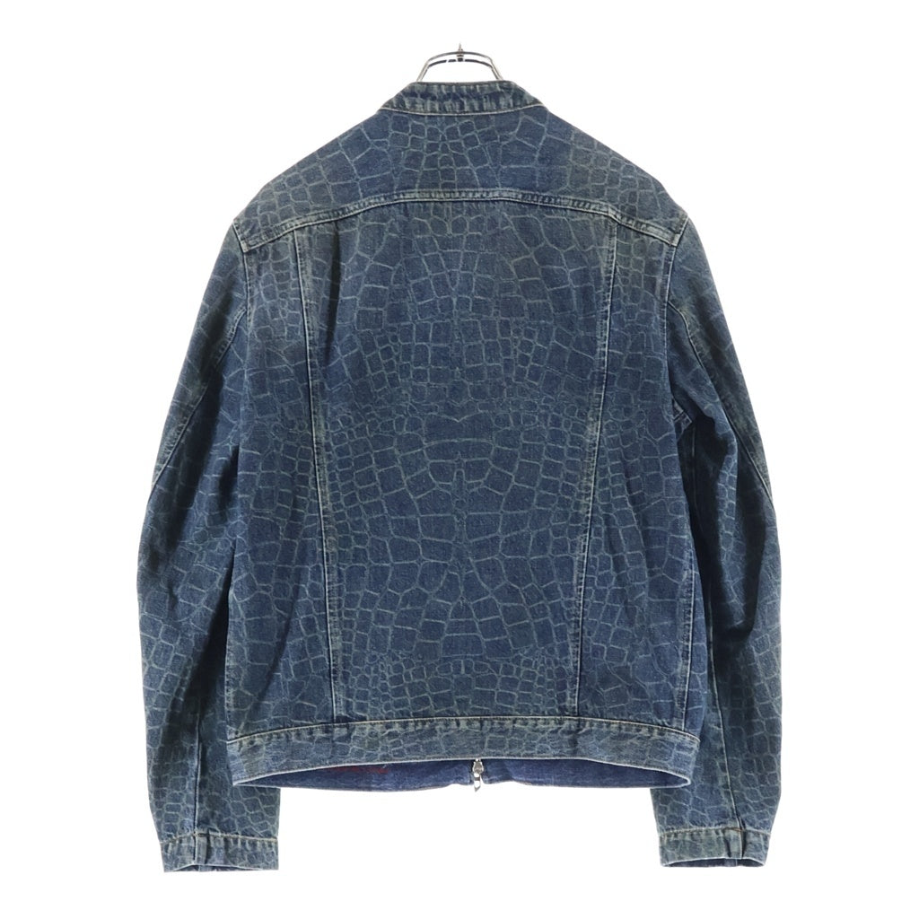 DIESEL(ディーゼル) CL-D-GLORY-SNAKE スネークプリント シングルライダース デニムジャケット インディゴ 007BU
