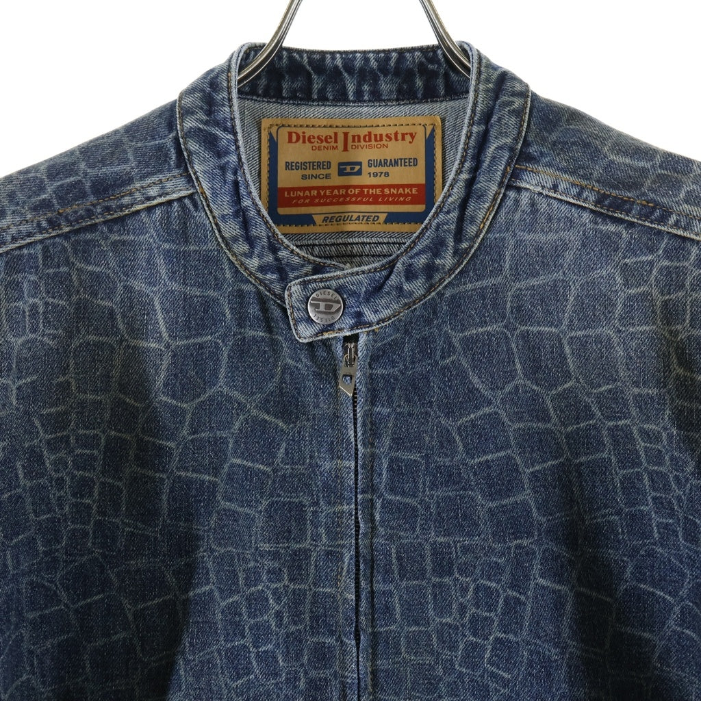DIESEL(ディーゼル) CL-D-GLORY-SNAKE スネークプリント シングルライダース デニムジャケット インディゴ 007BU