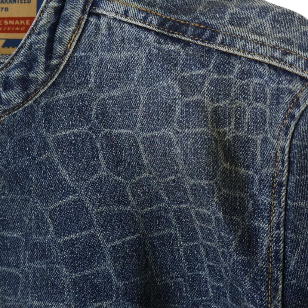DIESEL(ディーゼル) CL-D-GLORY-SNAKE スネークプリント シングルライダース デニムジャケット インディゴ 007BU