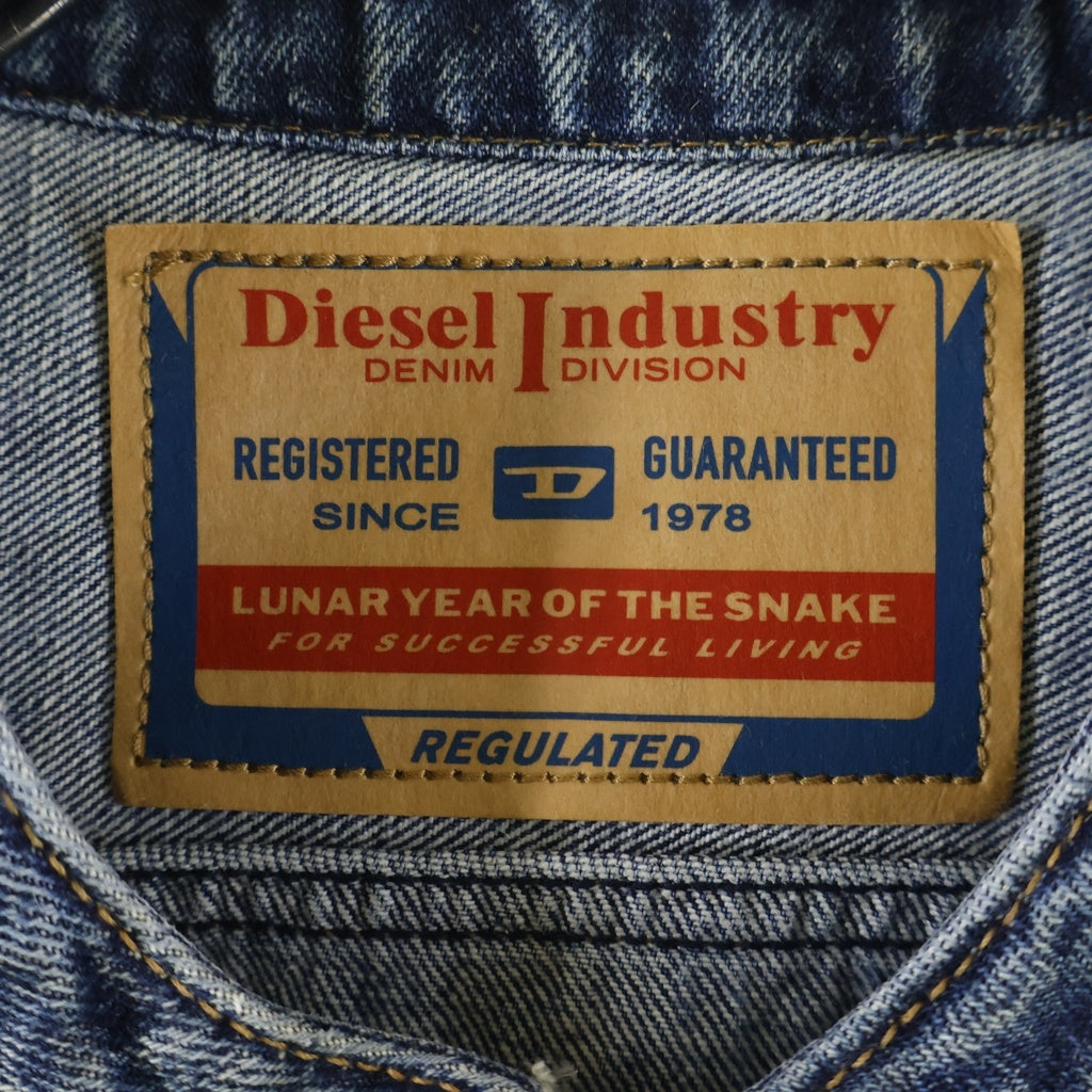 DIESEL(ディーゼル) CL-D-GLORY-SNAKE スネークプリント シングルライダース デニムジャケット インディゴ 007BU