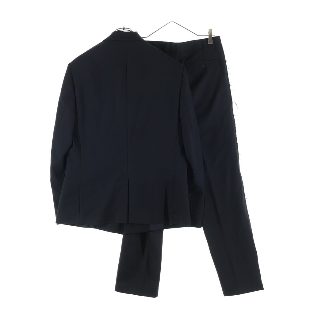 DIESEL(ディーゼル) 23AW J-HIVO ヴァージンウール サイドデニムライン デザイン シングルテーラードジャケット/スラックスロングパンツ セットアップスーツ ブラック A10415