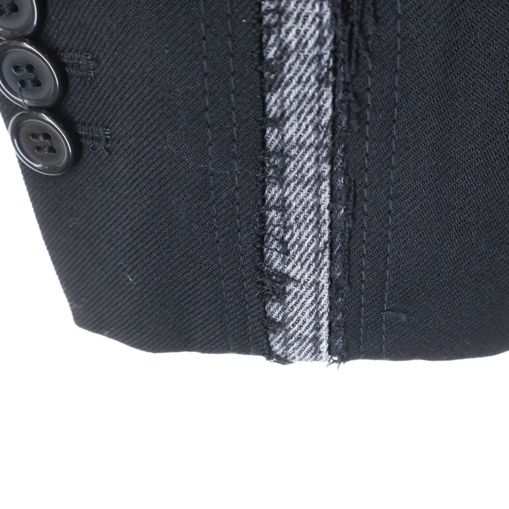 DIESEL(ディーゼル) 23AW J-HIVO ヴァージンウール サイドデニムライン デザイン シングルテーラードジャケット/スラックスロングパンツ セットアップスーツ ブラック A10415