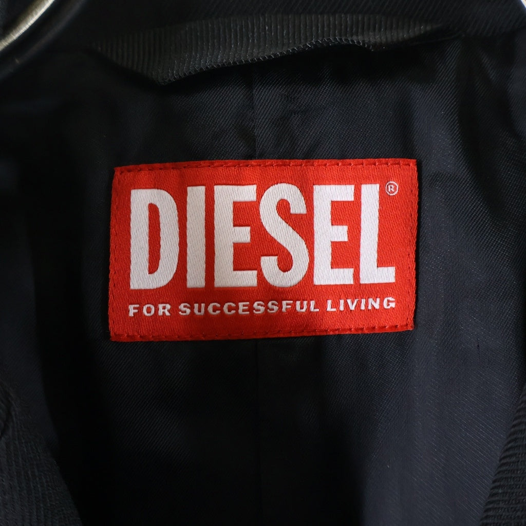 DIESEL(ディーゼル) 23AW J-HIVO ヴァージンウール サイドデニムライン デザイン シングルテーラードジャケット/スラックスロングパンツ セットアップスーツ ブラック A10415