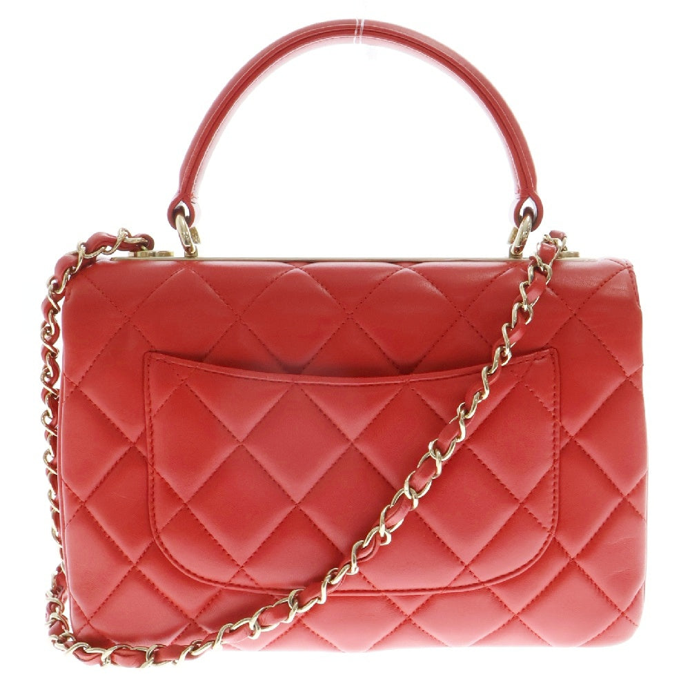 CHANEL(シャネル) トレンディCC トップハンドル レッド ラムスキン レザー 2WAYバッグ ハンドバッグ ショルダーバッグ ゴールド金具 AS4654