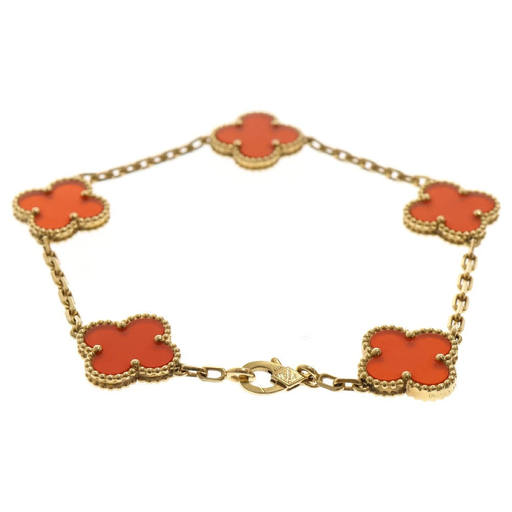Van Cleef & Arpels(ヴァンクリーフアンドアーペル) ヴィンテージアルハンブラ カーネリアン5モチーフ K18 750YG ブレスレット VCARD35500