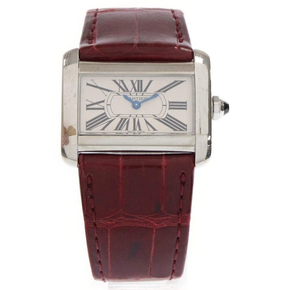 Cartier(カルティエ) ミニタンクディヴァン アイボリー文字盤 ステンレス SS×革/QZ クォーツ 電池式 W6300255 腕時計 レディース