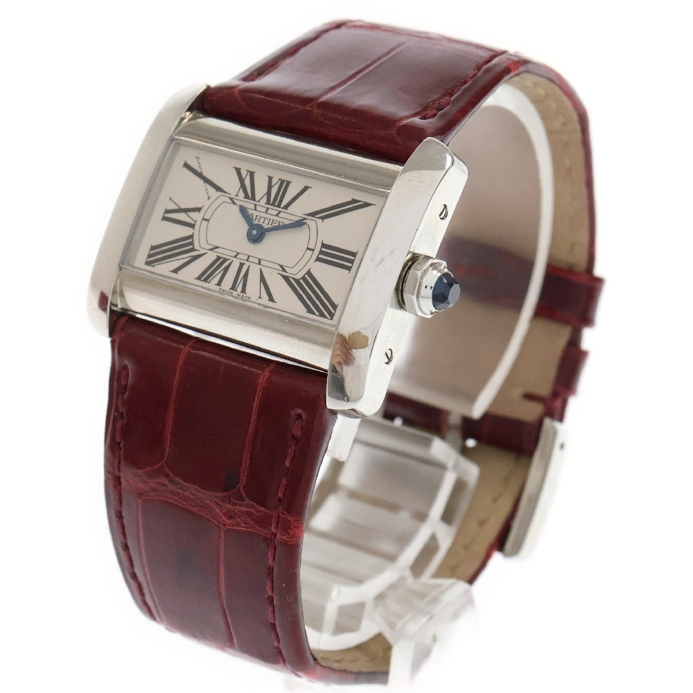 Cartier(カルティエ) ミニタンクディヴァン アイボリー文字盤 ステンレス SS×革/QZ クォーツ 電池式 W6300255 腕時計 レディース