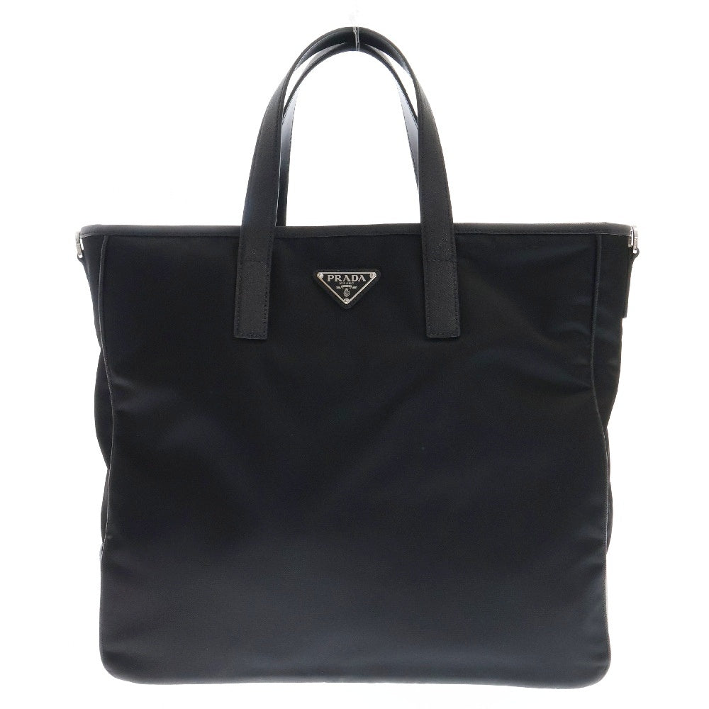 PRADA(プラダ) Re-Nylon 2wayハンドバッグ ショルダーバッグ トートバッグ ブラック ロゴプレート ナイロン×レザー 2VG064