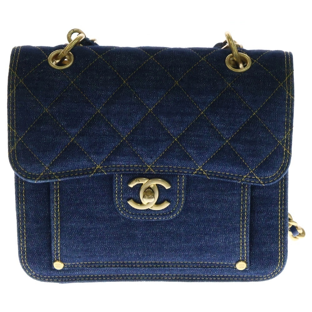 CHANEL(シャネル) マトラッセ デニム 2way チェーンショルダーバッグ ネイビー ゴールド金具 AS3932