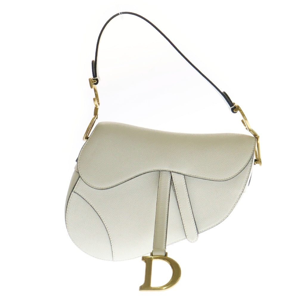 Christian Dior(クリスチャンディオール) グレインドカーフスキン Saddle バッグ レザーショルダーバッグ ホワイト M0455CBAA