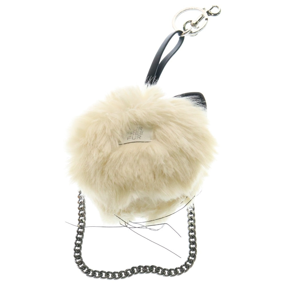 STELLA McCARTNEY(ステラマッカートニー) バッグチャーム キャット ファー ホワイト×ブラック キーホルダー