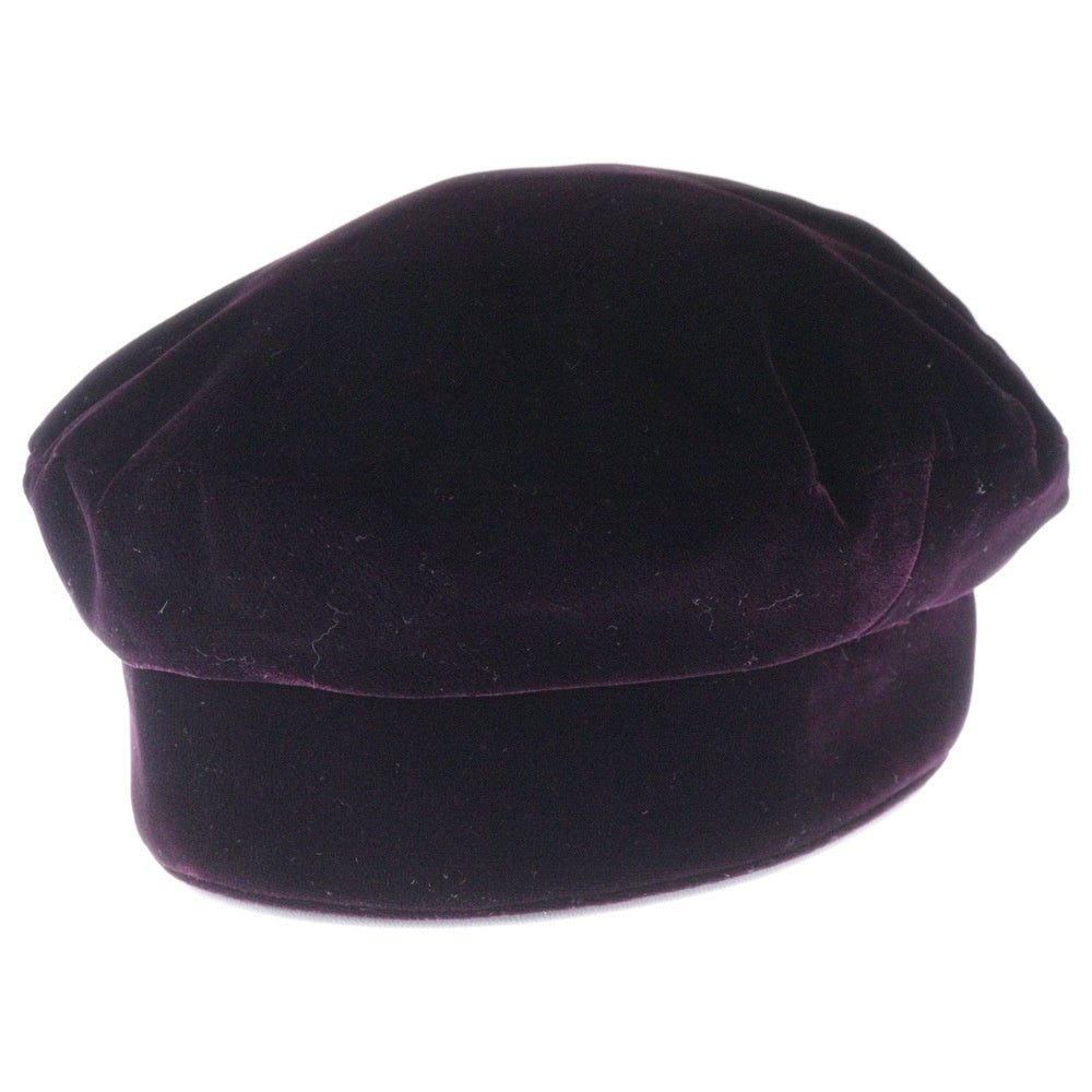 HERMES(エルメス) レーヨン シルク ベロア ベルベット レザー ベレー帽 帽子 ボルドー レディース