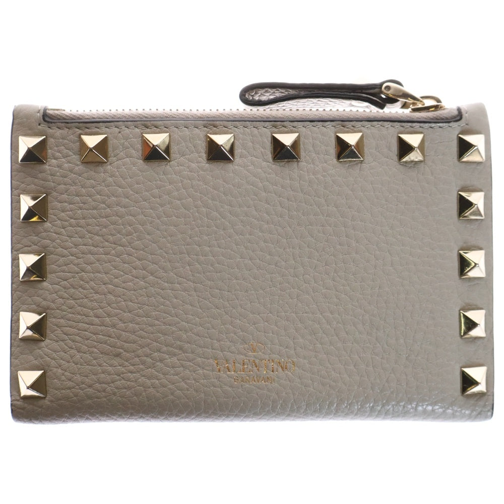 VALENTINO GARAVANI(ヴァレンチノガラヴァーニ) ロックスタッズ レザー カード コイン フラグメントケース 財布 ベージュ
