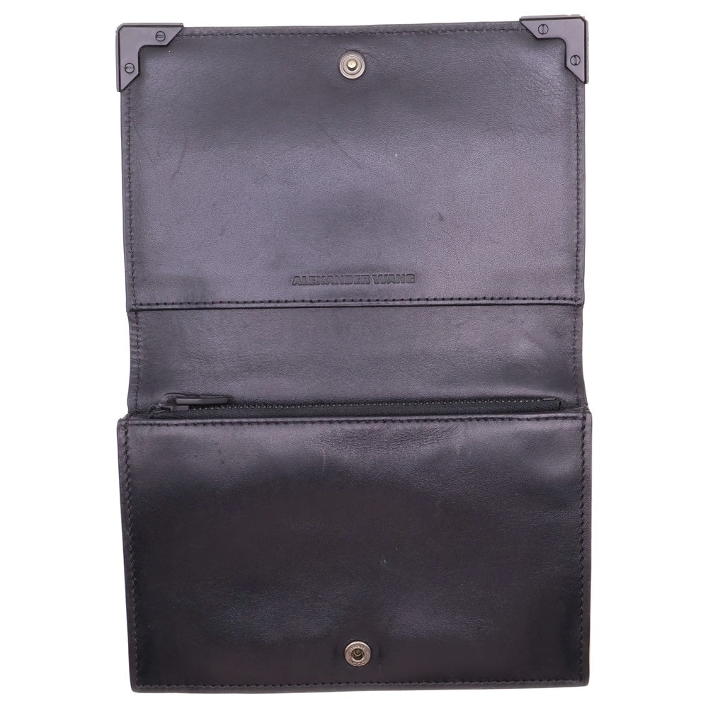 ALEXANDER WANG(アレキサンダーワン) エンボスレザー コンパクトウォレット 二つ折り財布 ブラック