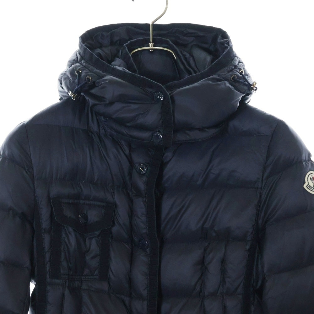 MONCLER(モンクレール) HERMINE GIUBBOTTO エルミン ジップアップ フーデッド ロング ダウン ジャケット コート ネイビー レディース 220934995705 53048