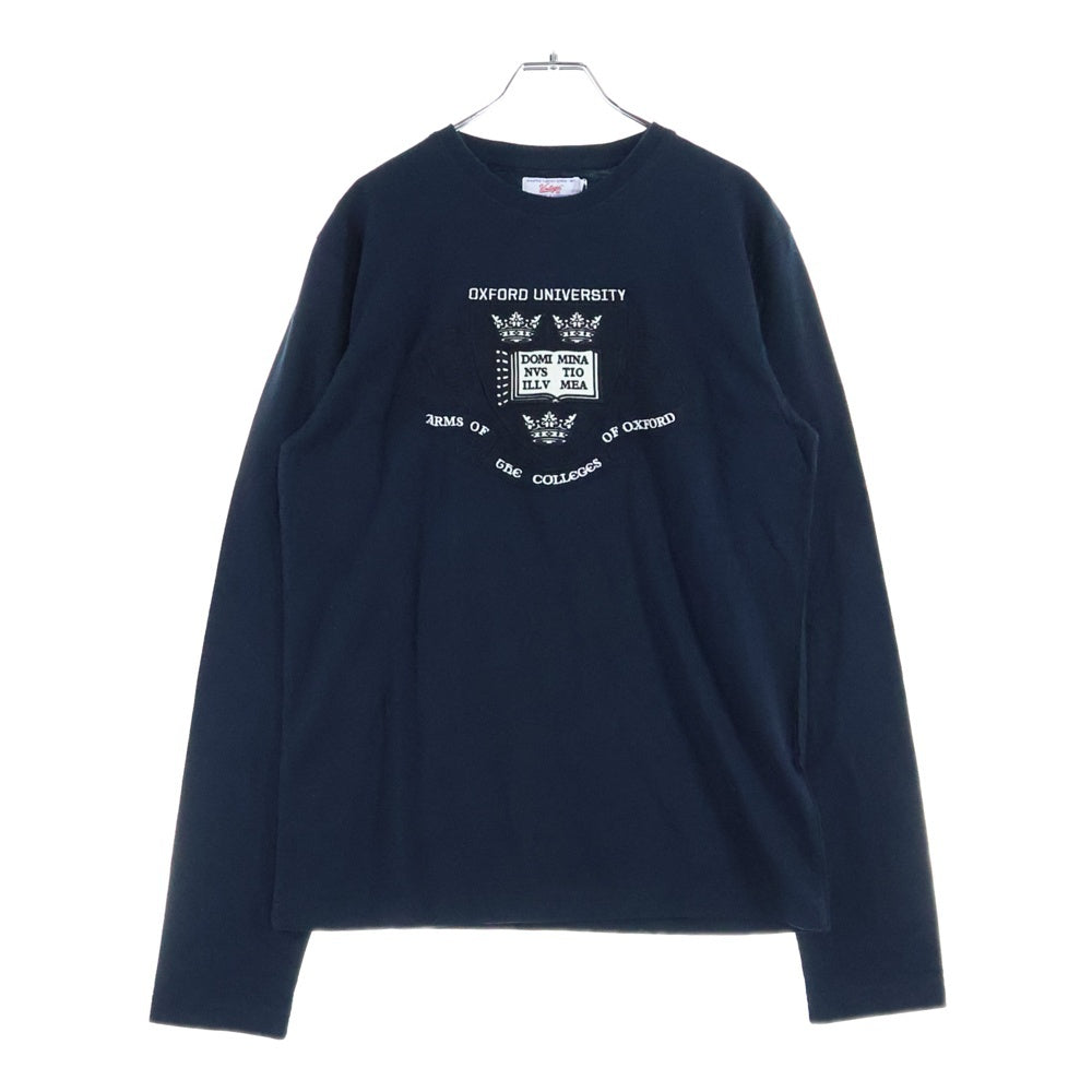 Vintage 55(ヴィンテージ 55) エンブレム 刺繍 クルーネック ロングスリーブ 長袖 Tシャツ カットソー ブラック