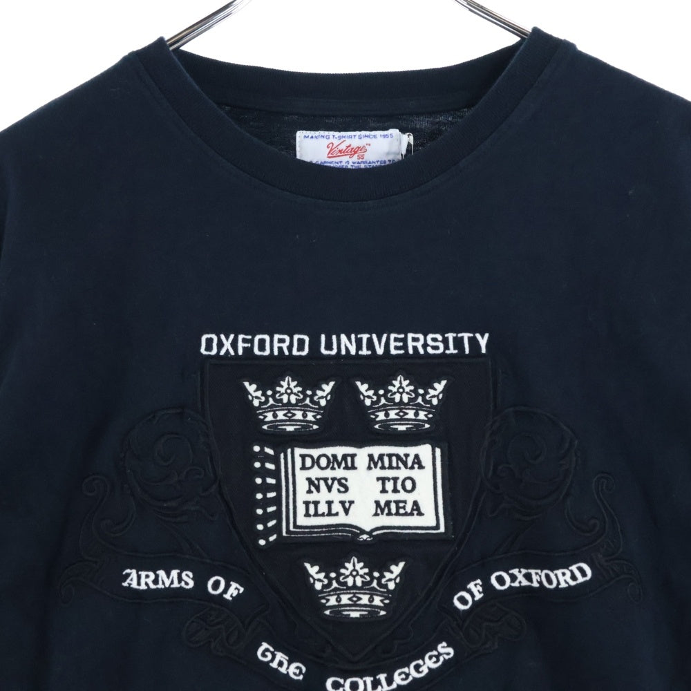Vintage 55(ヴィンテージ 55) エンブレム 刺繍 クルーネック ロングスリーブ 長袖 Tシャツ カットソー ブラック