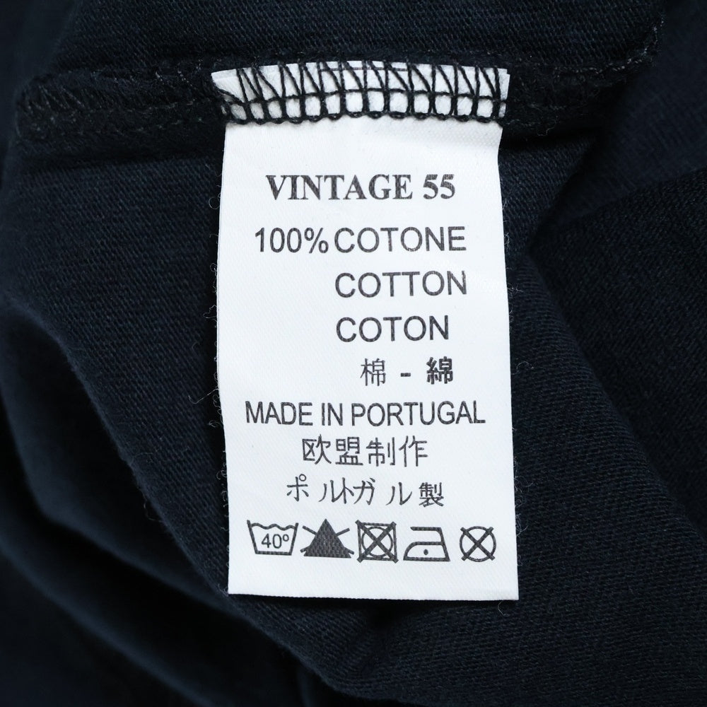 Vintage 55(ヴィンテージ 55) エンブレム 刺繍 クルーネック ロングスリーブ 長袖 Tシャツ カットソー ブラック