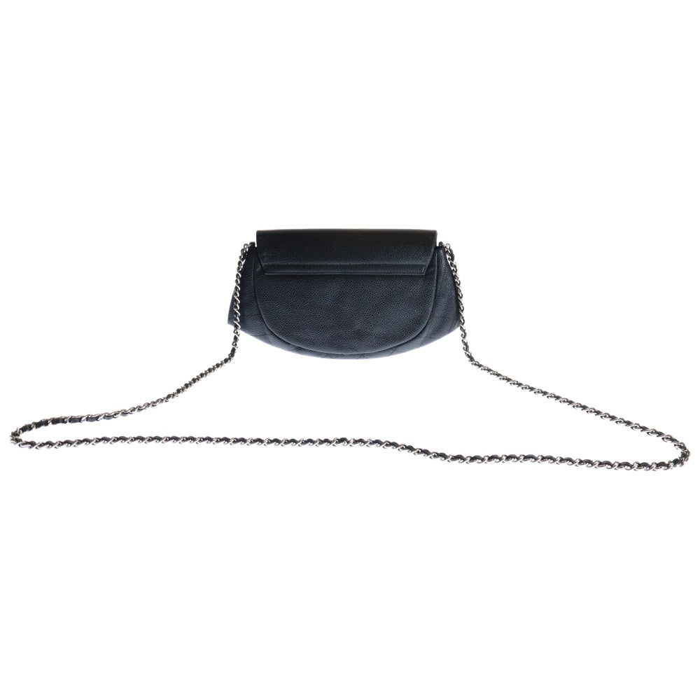 CHANEL(シャネル) ハーフムーン チェーンウォレット ショルダーウォレット ショルダーバッグ ミニバッグ ブラック シルバー金具 キャビア