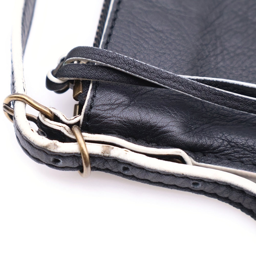BALENCIAGA(バレンシアガ) ペーパー クロスボディバッグ レザーショルダーバッグ ブラック×ホワイト 299483