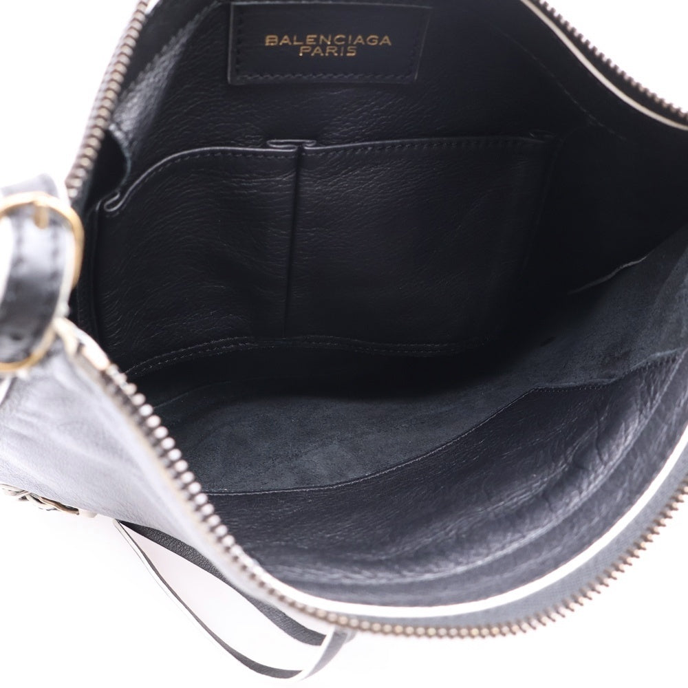 BALENCIAGA(バレンシアガ) ペーパー クロスボディバッグ レザーショルダーバッグ ブラック×ホワイト 299483