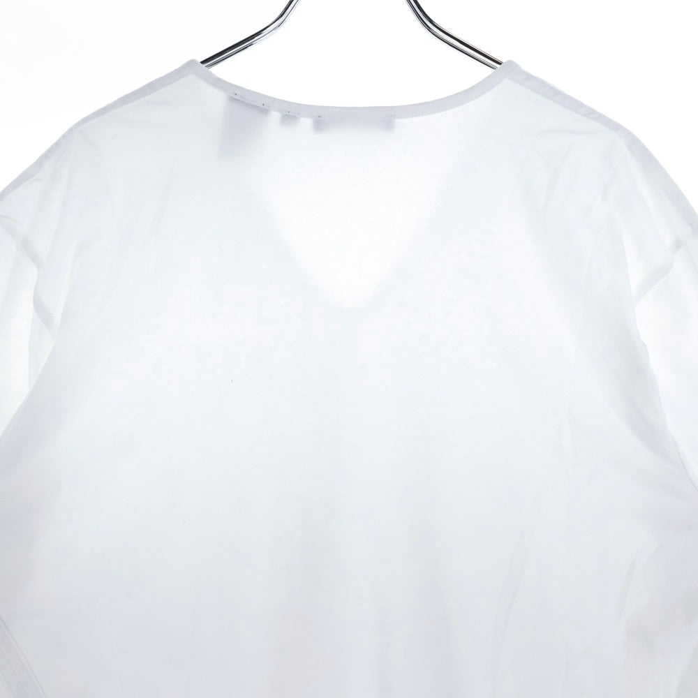 Donna Karan(ダナキャラン) Vネック コットン ポリエステル 半袖Tシャツ カットソー ホワイト レディース