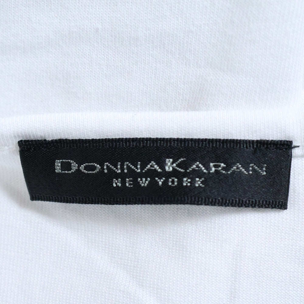 Donna Karan(ダナキャラン) Vネック コットン ポリエステル 半袖Tシャツ カットソー ホワイト レディース