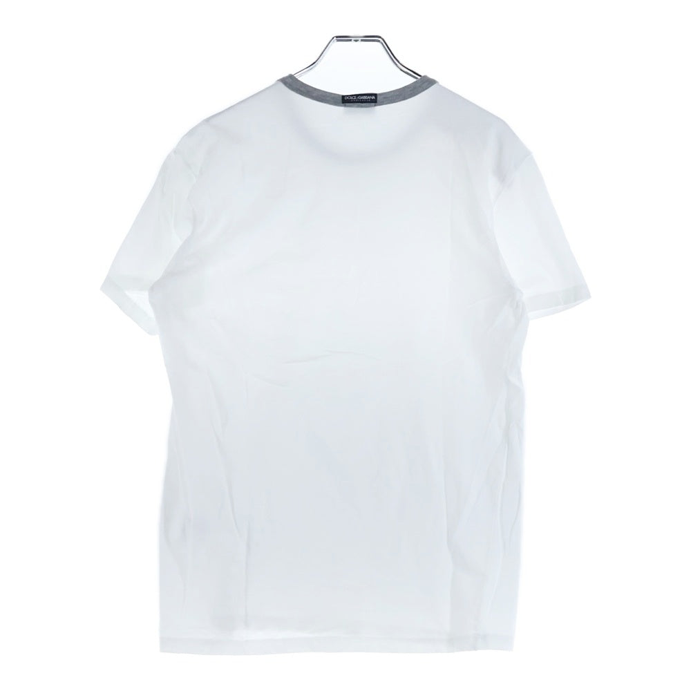 DOLCE & GABBANA(ドルチェアンドガッバーナ) ショルダーライン クルーネック 半袖Tシャツ カットソー ホワイト