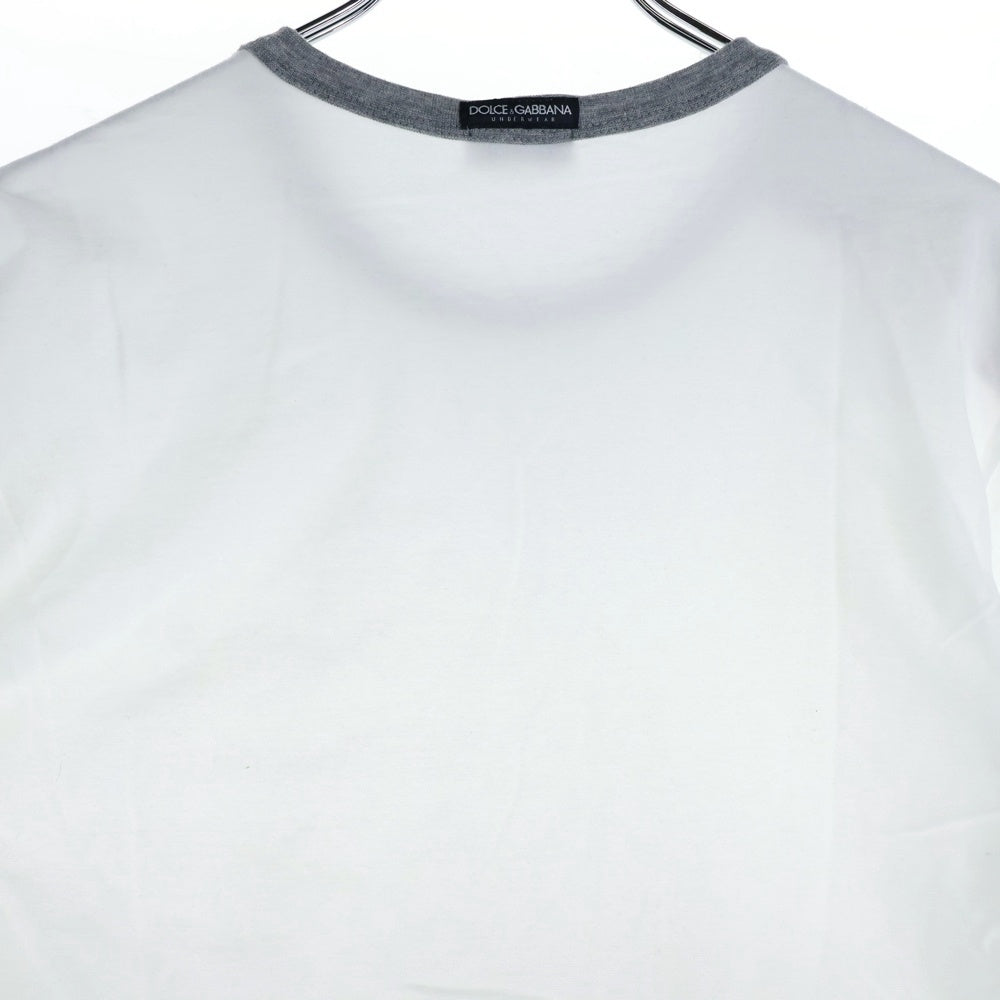 DOLCE & GABBANA(ドルチェアンドガッバーナ) ショルダーライン クルーネック 半袖Tシャツ カットソー ホワイト