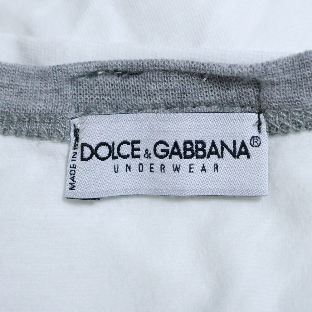 DOLCE & GABBANA(ドルチェアンドガッバーナ) ショルダーライン クルーネック 半袖Tシャツ カットソー ホワイト