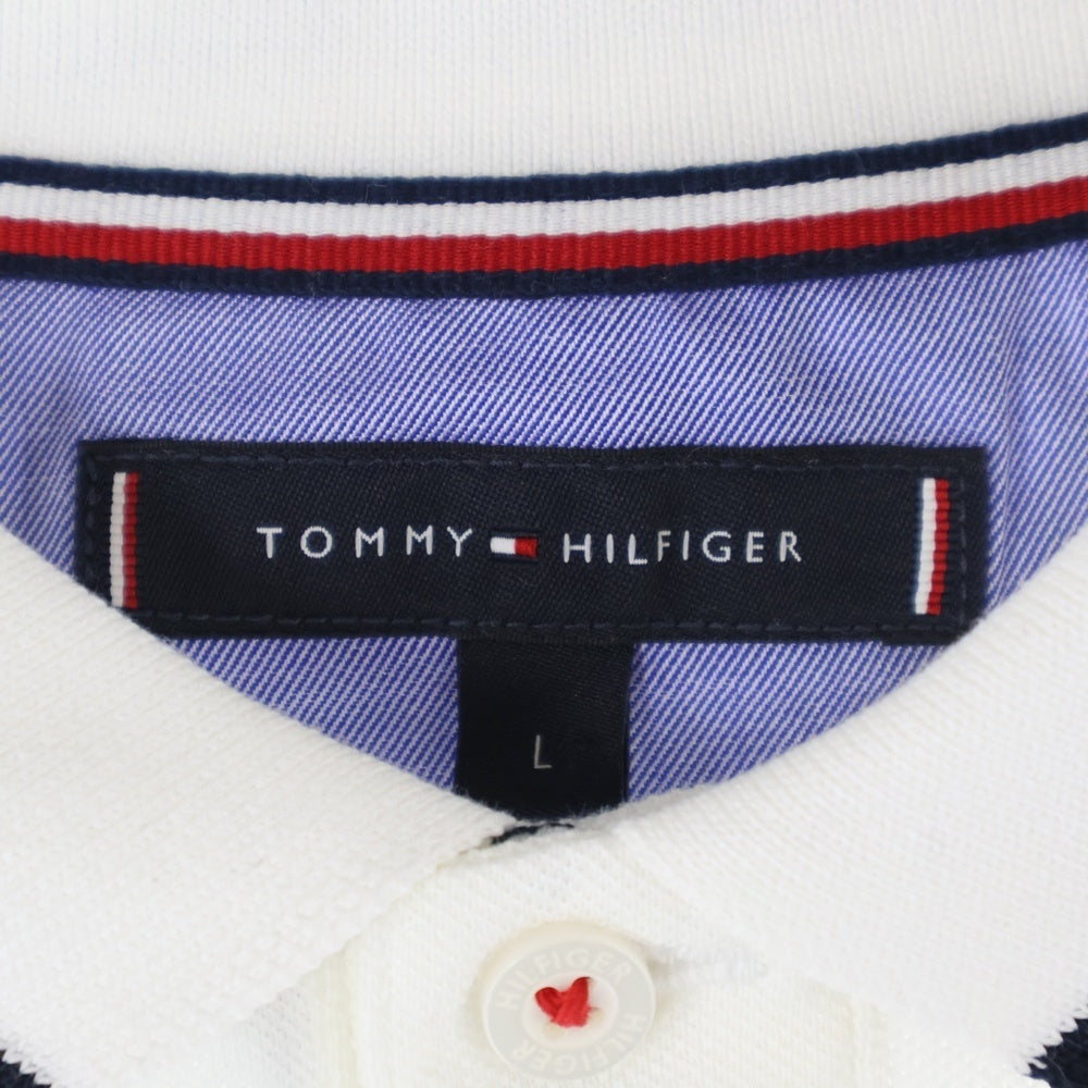 TOMMY HILFIGER(トミーヒルフィガー) ワンポイントロゴ刺繍 コットン 半袖ポロシャツ ホワイト