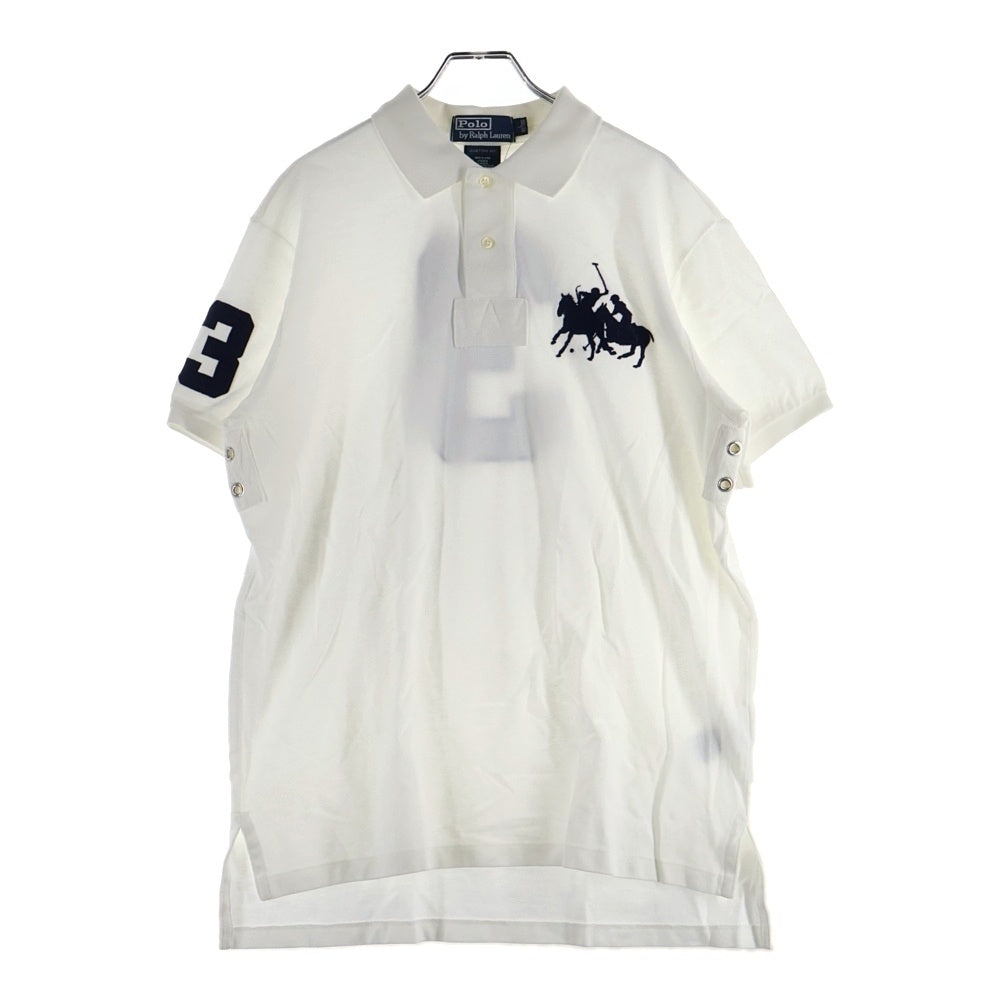 POLO RALPH LAUREN(ポロラルフローレン) ロゴ刺繍 バックワッペン ナンバリング 半袖ポロシャツ ホワイト