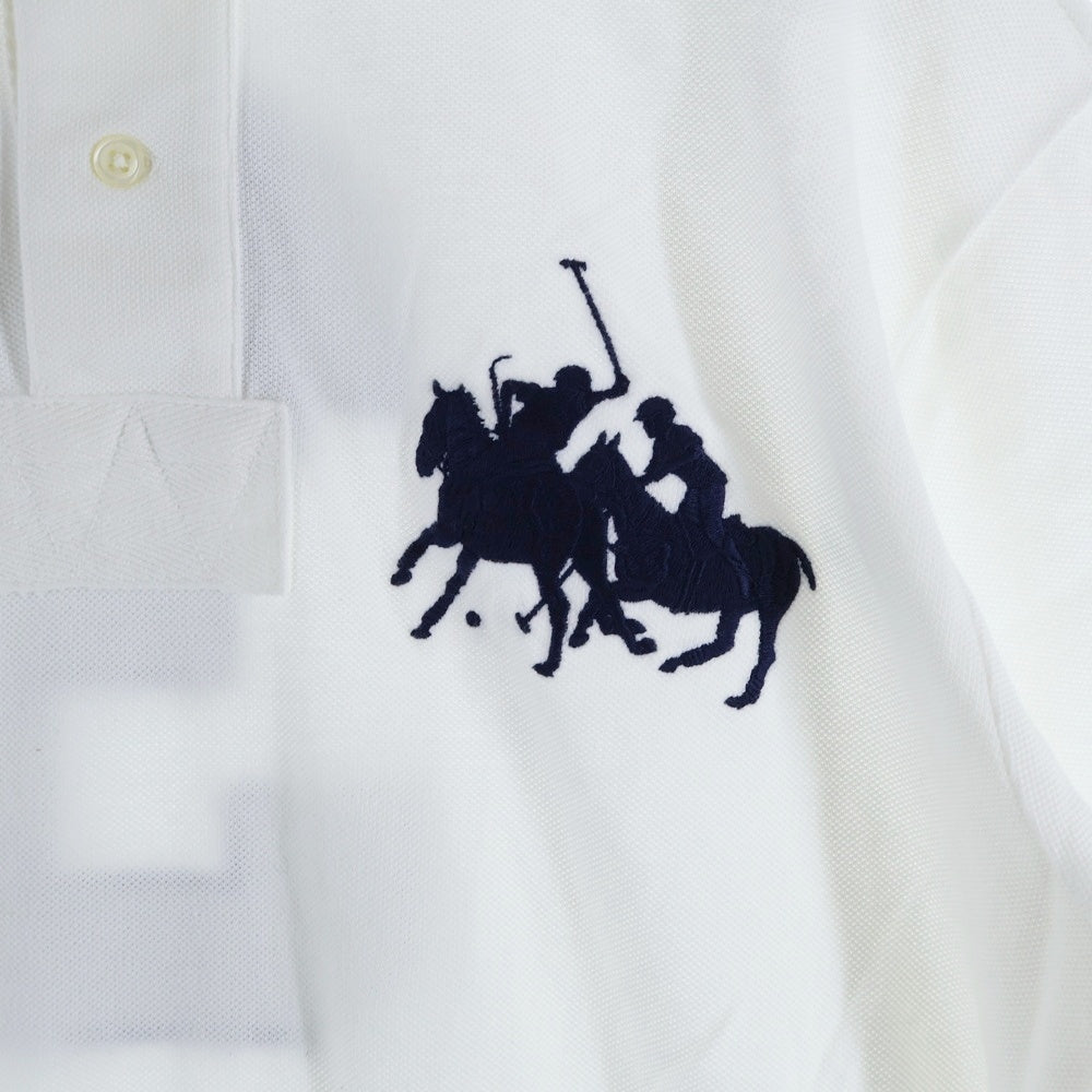 POLO RALPH LAUREN(ポロラルフローレン) ロゴ刺繍 バックワッペン ナンバリング 半袖ポロシャツ ホワイト