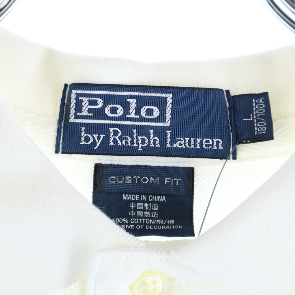 POLO RALPH LAUREN(ポロラルフローレン) ロゴ刺繍 バックワッペン ナンバリング 半袖ポロシャツ ホワイト