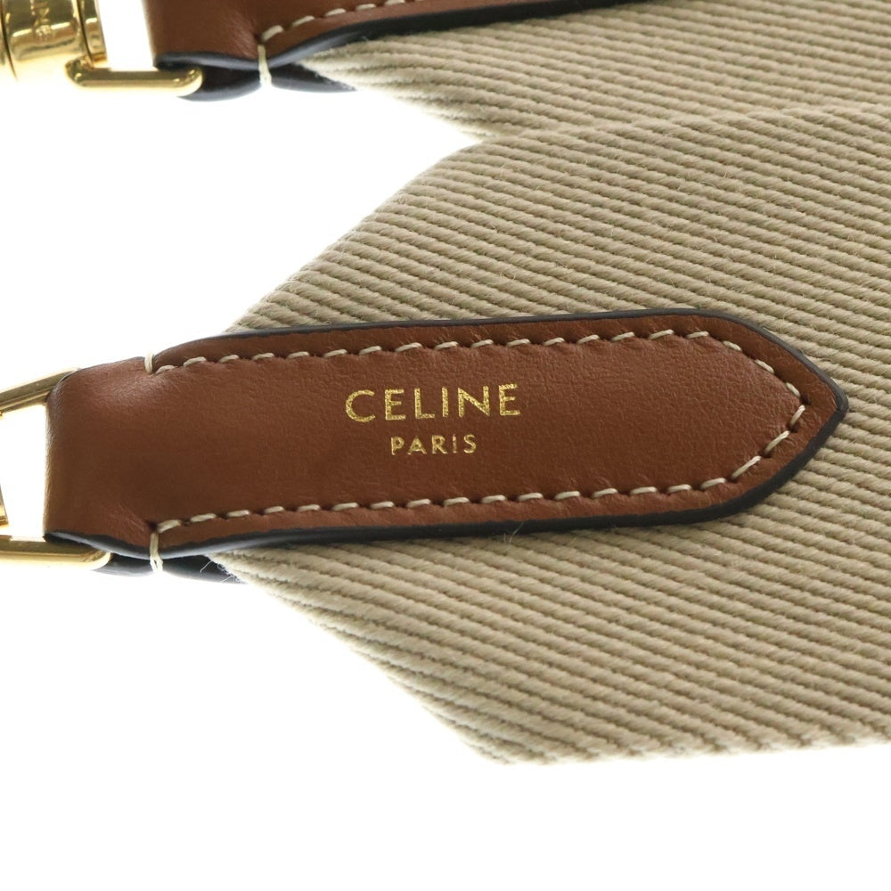 CELINE(セリーヌ) ジャカード ロゴ ロングストラップ ウール ゴールド金具 ベージュ/ブラウン 49S012AEP.03BW