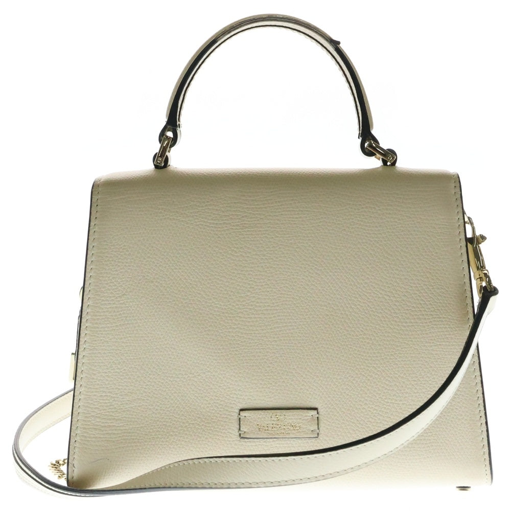 valentino garavan(ヴァレンティノガラヴァーニ) Vスリング 2WAYハンドバッグ ショルダーバッグ レザー アイボリー ゴールド金具 B0F53 KGW