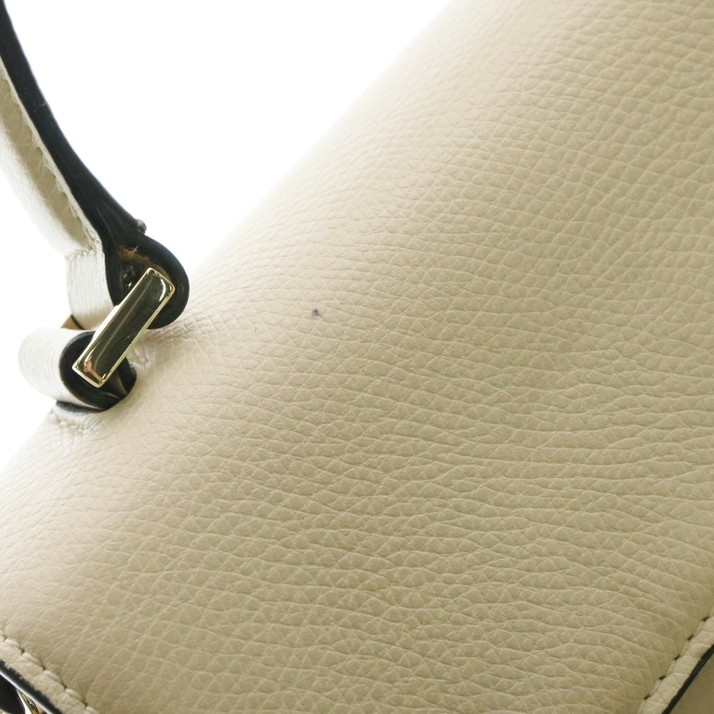 valentino garavan(ヴァレンティノガラヴァーニ) Vスリング 2WAYハンドバッグ ショルダーバッグ レザー アイボリー ゴールド金具 B0F53 KGW