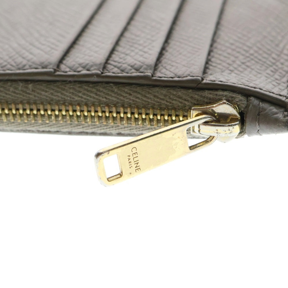 CELINE(セリーヌ) コンパクトジップ カードホルダー カードケース フラグメントケース 小銭入れ グレー/ベージュ