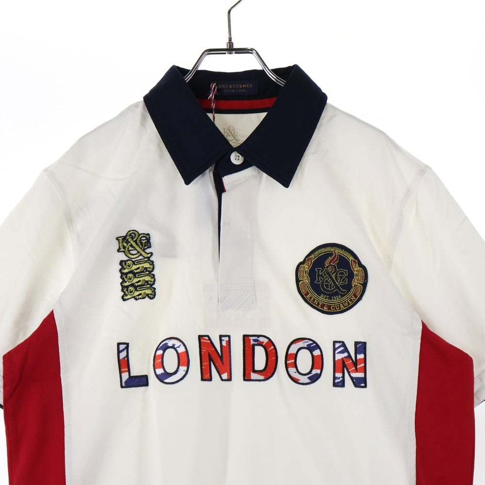 KENT&CURWEN(ケントアンドカーウェン) LONDON ロンドン ワッペンロゴ コットン 半袖ポロシャツ ホワイト/ネイビー